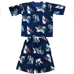 ❤️ HOCKEY PLAYERS 2 PCE Boys Pajama Shorts Sz 7/8 NWT